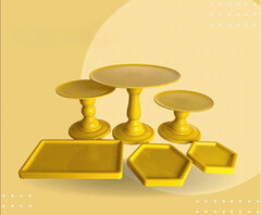 Set de 6 présentoirs ''JAUNE'' à louer Set de 6 présentoirs ''JAUNE'' à louer