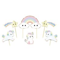 SET DE 6 DECORATIONS BABY LICORNE POUR GATEAUX