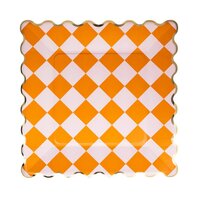 Assiettes carrées à carreaux Orange et rose