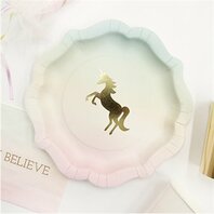 Assiettes licorne dorée