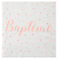 Serviettes baptême corail