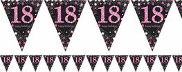 Guirlande fanions 18 ans noir et rose