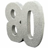 Chiffre 80 pailleté argenté