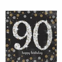 Serviettes 90 ans noir et doré