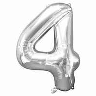 Grand ballon chiffre 4 argenté