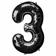 Grand ballon chiffre 3 noir