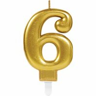 Bougie chiffre 6 doré