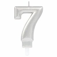 Bougie chiffre 7 argenté