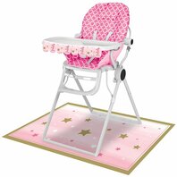 Kit pour chaise haute 1 an rose étoiles
